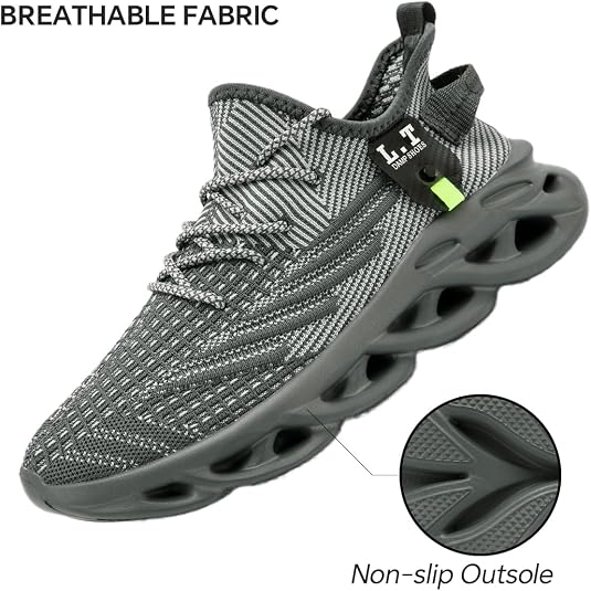 Mens Running Shoes Gym Slip on Sneakers Non Slip Walking Tennis Sports