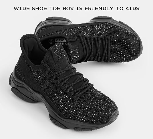 Girls Rhinestone Slip On Sneakers