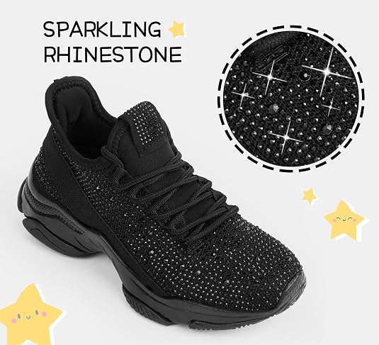Girls Rhinestone Slip On Sneakers